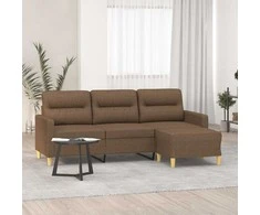 Trivietė sofa su pakoja, rudos spalvos, 180cm, audinys