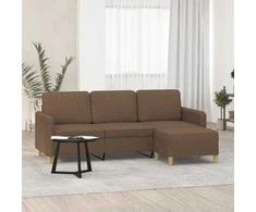 Trivietė sofa su pakoja, rudos spalvos, 180cm, audinys