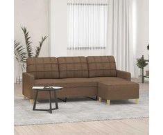 Trivietė sofa su pakoja, rudos spalvos, 180cm, audinys
