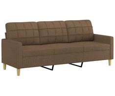 Trivietė sofa su pakoja, rudos spalvos, 180cm, audinys