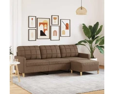 Trivietė sofa su pakoja, rudos spalvos, 210cm, audinys