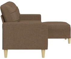Trivietė sofa su pakoja, rudos spalvos, 210cm, audinys