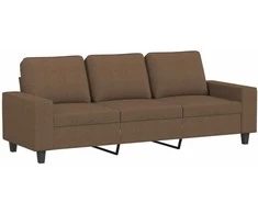 Trivietė sofa su pakoja, rudos spalvos, 180cm, audinys