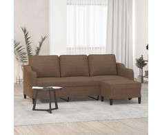 Trivietė sofa su pakoja, rudos spalvos, 180cm, audinys