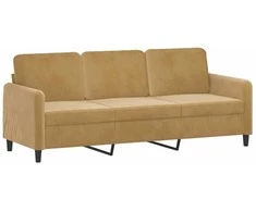 Trivietė sofa su pakoja, rudos spalvos, 180cm, aksomas