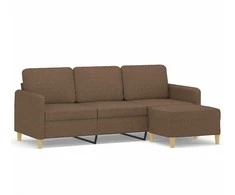Trivietė sofa su pakoja, rudos spalvos, 180cm, audinys