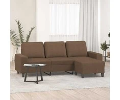 Trivietė sofa su pakoja, rudos spalvos, 180cm, audinys