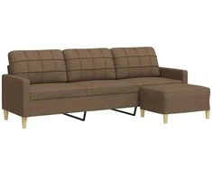 Trivietė sofa su pakoja, rudos spalvos, 210cm, audinys