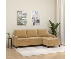 Trivietė sofa su pakoja, rudos spalvos, 180cm, aksomas