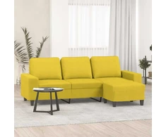 Trivietė sofa su pakoja, šviesiai geltona, 180cm, audinys