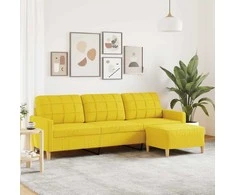Trivietė sofa su pakoja, šviesiai geltona, 210cm, audinys