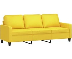Trivietė sofa su pakoja, šviesiai geltona, 180cm, audinys