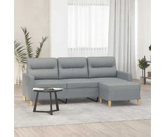 Trivietė sofa su pakoja, šviesiai pilka, 180cm, audinys