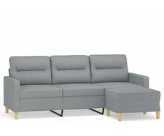 Trivietė sofa su pakoja, šviesiai pilka, 180cm, audinys