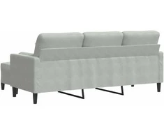 Trivietė sofa su pakoja, šviesiai pilka, 180cm, aksomas