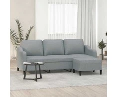 Trivietė sofa su pakoja, šviesiai pilka, 180cm, audinys