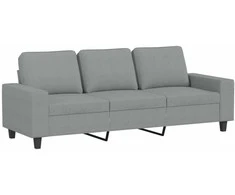 Trivietė sofa su pakoja, šviesiai pilka, 180cm, audinys