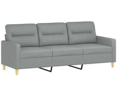 Trivietė sofa su pakoja, šviesiai pilka, 180cm, audinys
