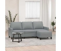 Trivietė sofa su pakoja, šviesiai pilka, 180cm, audinys