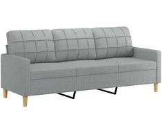 Trivietė sofa su pakoja, šviesiai pilka, 180cm, audinys
