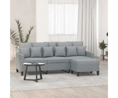 Trivietė sofa su pakoja, šviesiai pilka, 180cm, audinys