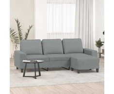 Trivietė sofa su pakoja, šviesiai pilka, 180cm, audinys