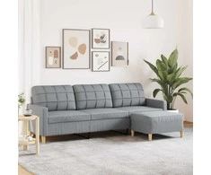 Trivietė sofa su pakoja, šviesiai pilka, 210cm, audinys