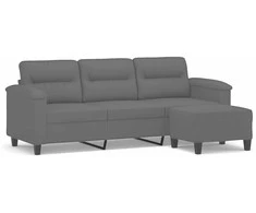 Trivietė sofa su pakoja, tamsiai pilka, 180cm, audinys