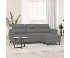 Trivietė sofa su pakoja, tamsiai pilka, 180cm, audinys