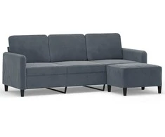 Trivietė sofa su pakoja, tamsiai pilkos spalvos, 180cm, aksomas