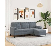 Trivietė sofa su pakoja, tamsiai pilkos spalvos, 180cm, aksomas