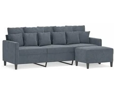 Trivietė sofa su pakoja, tamsiai pilkos spalvos, 180cm, aksomas