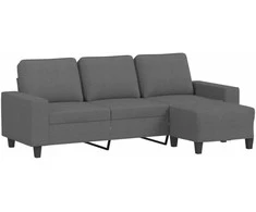Trivietė sofa su pakoja, tamsiai pilkos spalvos, 180cm, audinys