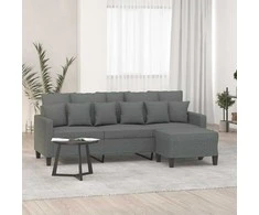 Trivietė sofa su pakoja, tamsiai pilkos spalvos, 180cm, audinys