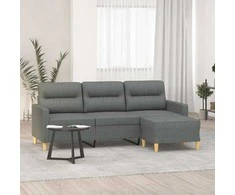 Trivietė sofa su pakoja, tamsiai pilkos spalvos, 180cm, audinys
