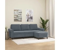 Trivietė sofa su pakoja, tamsiai pilkos spalvos, 180cm, aksomas