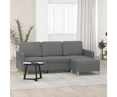 Trivietė sofa su pakoja, tamsiai pilkos spalvos, 180cm, audinys