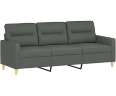 Trivietė sofa su pakoja, tamsiai pilkos spalvos, 180cm, audinys