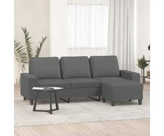 Trivietė sofa su pakoja, tamsiai pilkos spalvos, 180cm, audinys