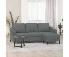 Trivietė sofa su pakoja, tamsiai pilkos spalvos, 180cm, audinys