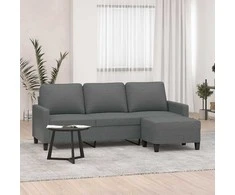 Trivietė sofa su pakoja, tamsiai pilkos spalvos, 180cm, audinys