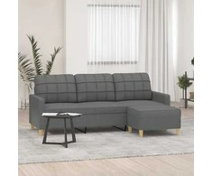 Trivietė sofa su pakoja, tamsiai pilkos spalvos, 180cm, audinys