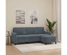 Trivietė sofa su pakoja, tamsiai pilkos spalvos, 180cm, aksomas
