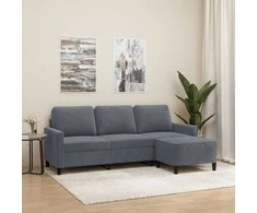 Trivietė sofa su pakoja, tamsiai pilkos spalvos, 180cm, aksomas