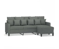 Trivietė sofa su pakoja, tamsiai pilkos spalvos, 180cm, audinys