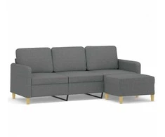 Trivietė sofa su pakoja, tamsiai pilkos spalvos, 180cm, audinys
