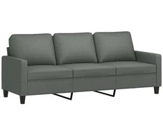Trivietė sofa su pakoja, tamsiai pilkos spalvos, 180cm, audinys