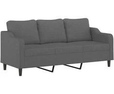 Trivietė sofa su pakoja, tamsiai pilkos spalvos, 180cm, audinys