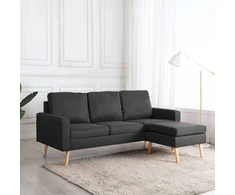 Trivietė sofa su pakoja, tamsiai pilkos spalvos, audinys
