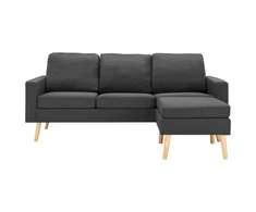 Trivietė sofa su pakoja, tamsiai pilkos spalvos, audinys